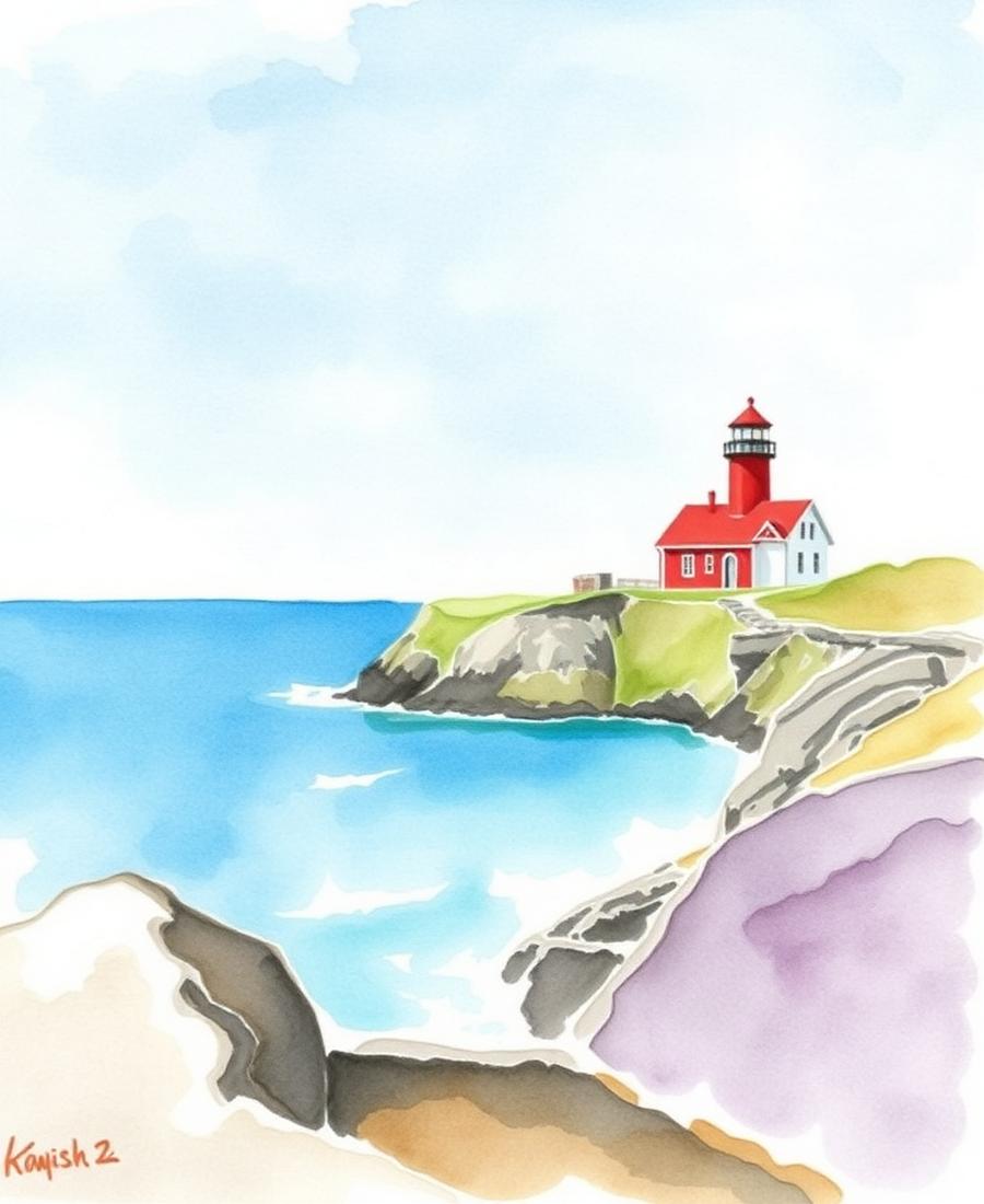 Watercolor of Alnes Fyr