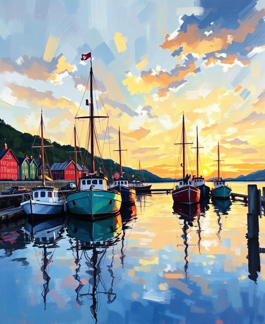 Harbour at sunset